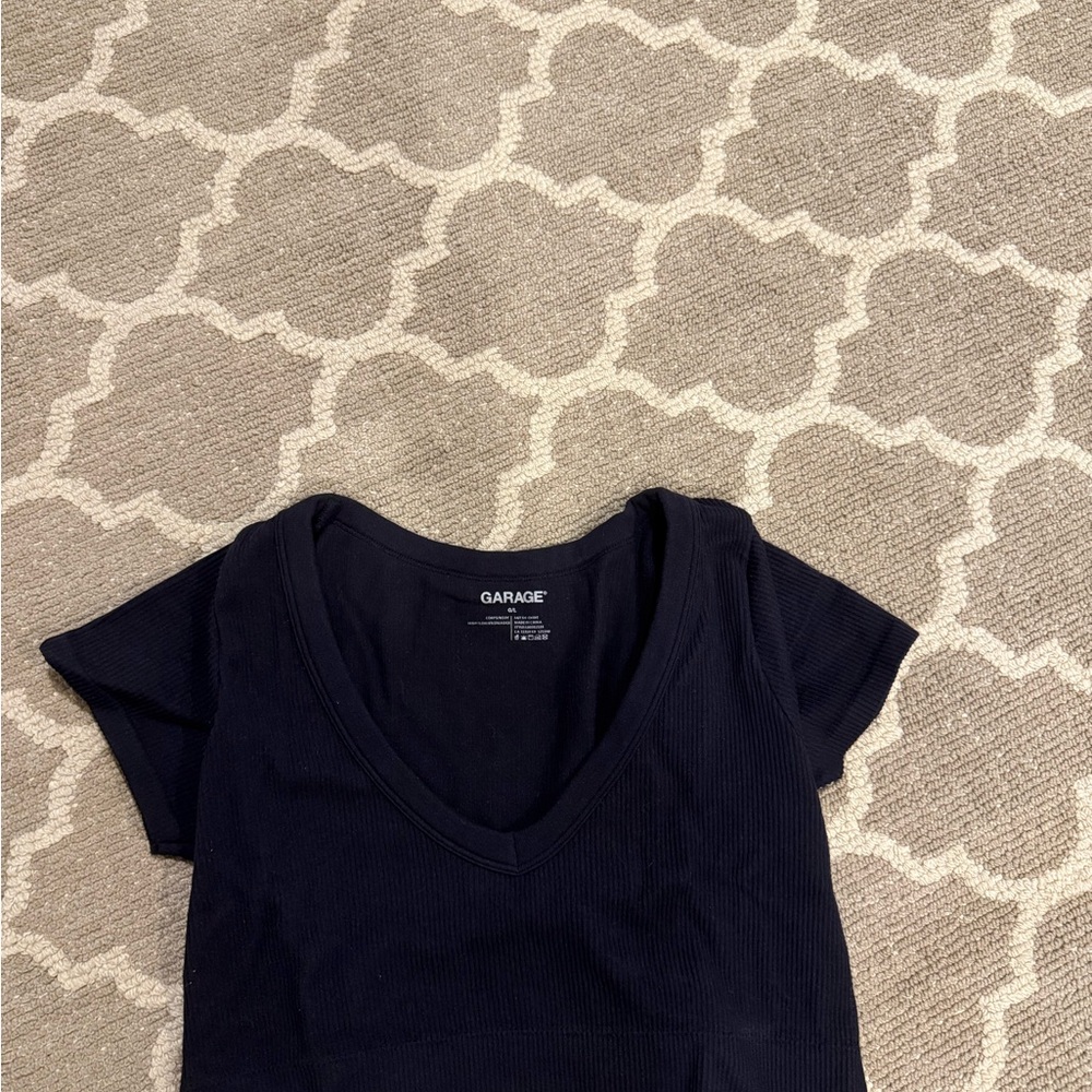 Garage Women's Black V-Neck Top